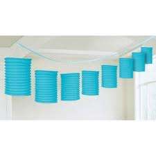 Tissue paper decorative hanging paper Lantern garland banner 3,65m blue