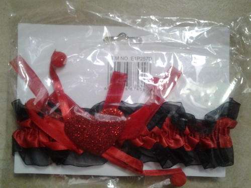 Red and black garter with heart