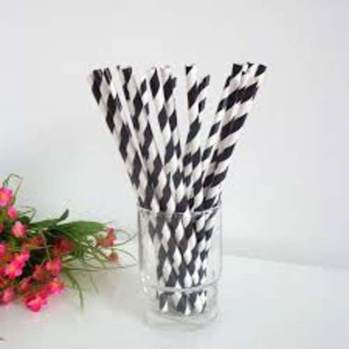 Paper straws 20 per pack - black and white stripes