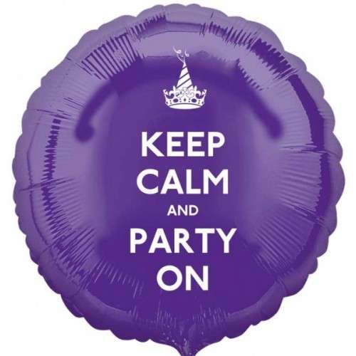 Keep calm and party on ,Helium foil balloon 43cm, was R32 now R16