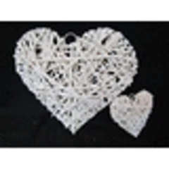 White rattan heart, 20cm