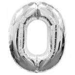 Large silver number zero balloon