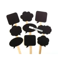 Chalkboard speech conversation bubbles, photo prop accesories, 10pc, +- 10.5-15.5x10.5cm