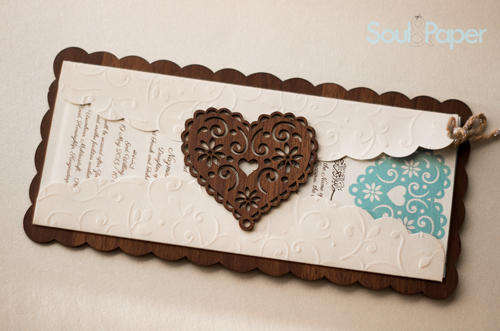 Wooden wedding invitation, Do you own printing on insert