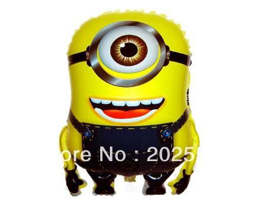 Minion balloon, great for decor or party favor - blow up with straw