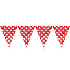Party banner flags - polka dot - red