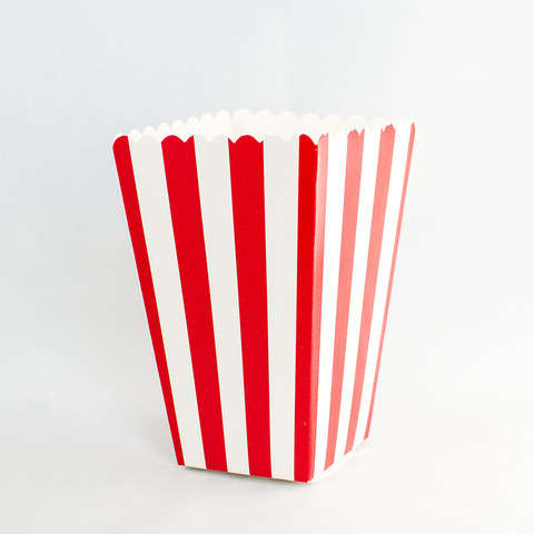 15cm Red and white stripe popcorn party foldable paper boxes( 10 in a pack)