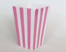 15cm Pink and white stripe popcorn party foldable paper boxes( 10 in a pack)