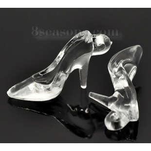 Clear plastic high heel shoe charm - Cinderella, you will receive one shoe,+-7cm was R2 now R1