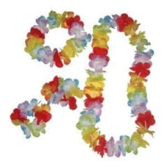 Hawaiian flower string necklace + armbands and headband - budget saver