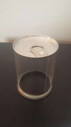 Clear plastic can to fill with sweets, 8x6.3cm