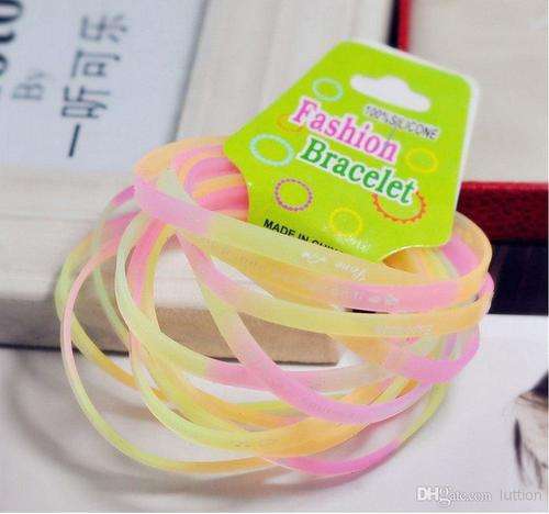 Rubber glow in the dark armbands, 12 per pack, colors may differ