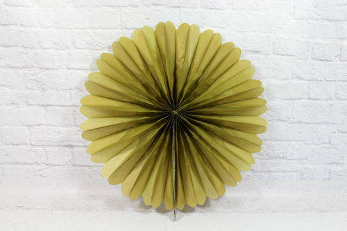 Tissue paper decorative hanging paper fan - 50cm -  Gold
