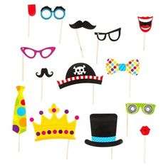 Photo props on sticks, 14 piece