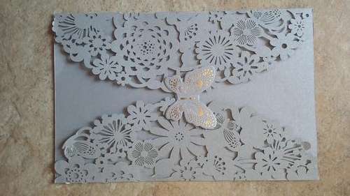 SILVER Embossed wedding invitation with envelope, Do your own printing, 10 per pack