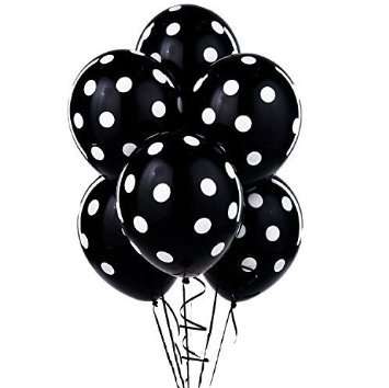 Helium quality balloon 10 in pack , black polka dots