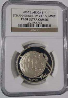2002 Johannesburg World Summit R1 Crown PF68 Ultra Cameo NGC