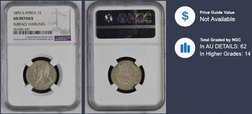 1892 1 Shilling AU Details - Surface Hairlines