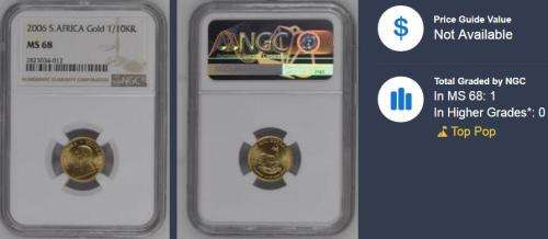 2006 1/10 Kruger Rand MS68 NGC - 2823034-012(Top Pop)