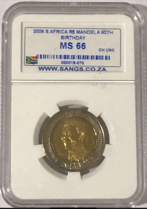2008 R5 Nelson Mandela 90th Birthday MS66 SANGS