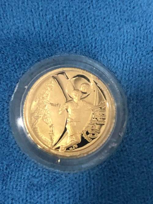 2002 1/10oz 24 carat Gold Proof SA National Team Qualifying for the Soccer World Cup "Celebration"