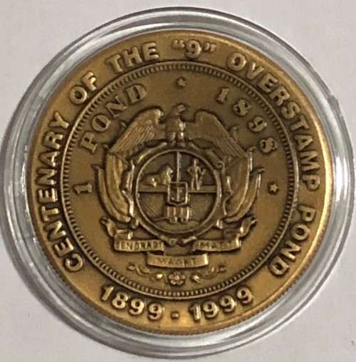 1899 - 1999 Centenary of the 1898 `9` overstamp Pond commemorative medal