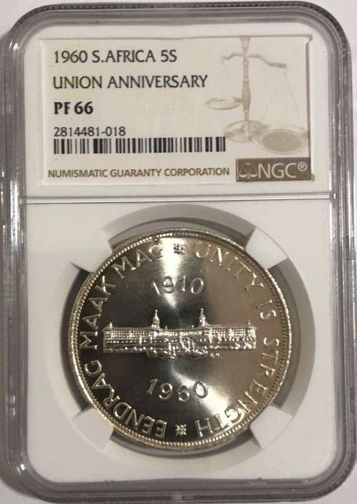 1960 5 Shillings Union Anniversary PF66 NGC Graded(59 Graded higher)
