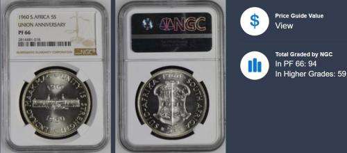 1960 5 Shillings Union Anniversary PF66 NGC Graded(59 Graded higher)