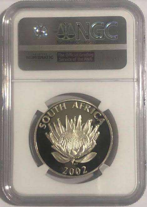 2002 Protea Silver Johannesburg World Summit R1 Crown NGC PF68 Ultra Cameo