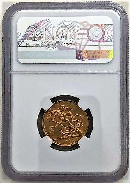 1930 1 Pound - NGC AU58 (Mint marked - SA on `ground` below horse`s hooves - see Herns Catalogue)