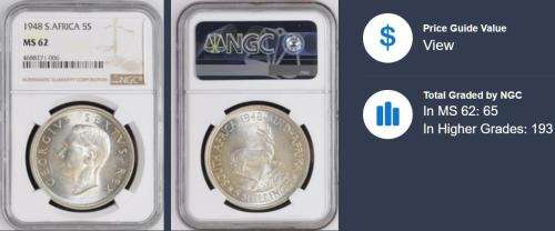 1947 5 Shillings MS62 Graded