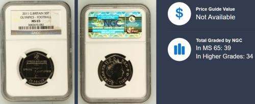 2011 G.BRITAIN 50P Olympics - Football NGC Graded