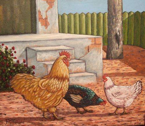 P. Talane, "Chickens Study", Oil on Canvas,  40 x 35 cms, Investment Work