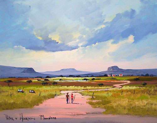 Pieter Van Heerden, Oil on Canvas, 46 x 60 cms, "Mooiplaas", Authentification
