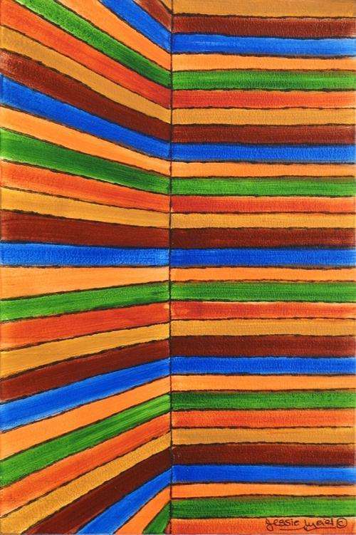 Jessie Meier, Acrylics on prepared board, 30 x 20 cms, "Abstract Corner"