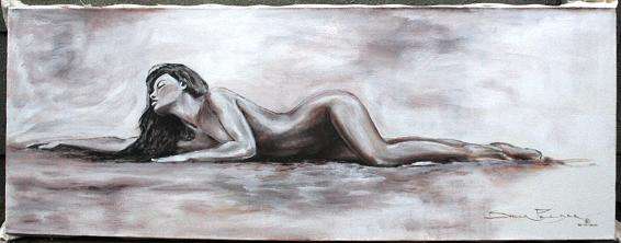 Stella Pelser, Acrylics on Canvas, 45 x 122 cms, Nude Study