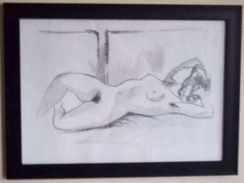 Maurice van Essche, Nude Study by Stella Pelser, pencil on paper, 30 x 42 cms