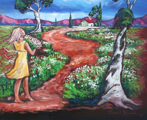 Stella Pelser, Acrylics on Board, 30 x 40 x 0.9 cms, "Boland Girl"