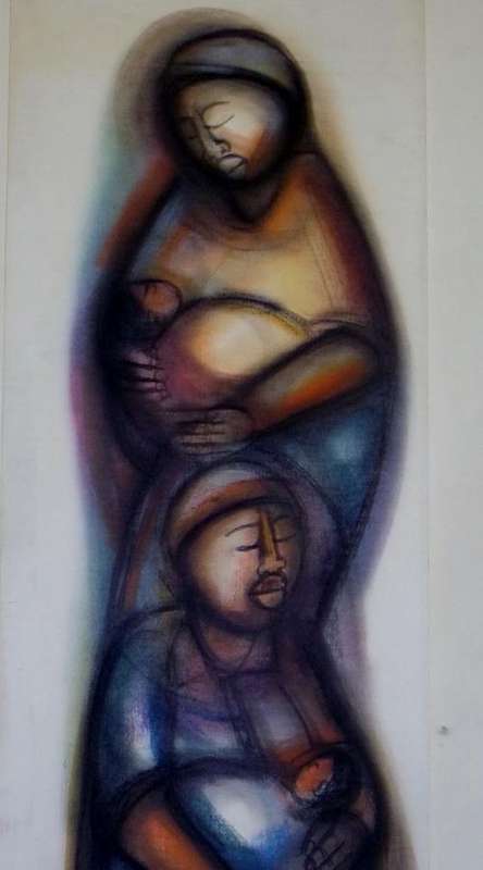 Godfrey Ndaba Pastel and Charcoal (mixed media) 1989, Big Size