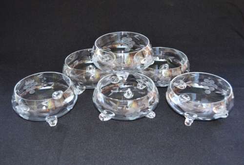 CUT GLASS !!! - Set of SIX beautiful Glass bowls - Exquisite!!!