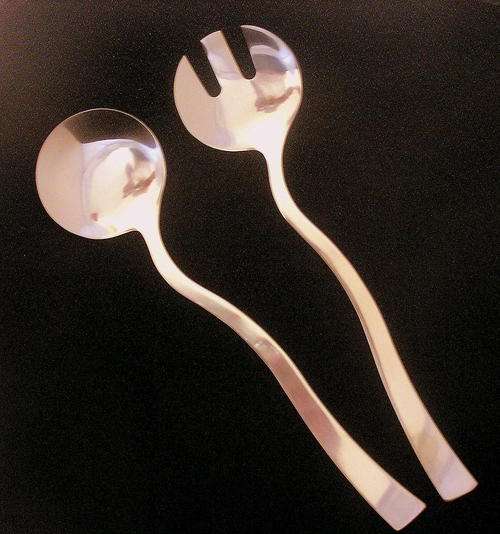 Funky Stainless Steel Salad Serving Spoon set with Wavy Design