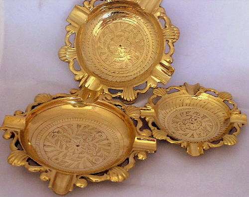 Beautiful and Brand new. Hand made Brass Ashtrays. Set of 3 at the price of one!!!