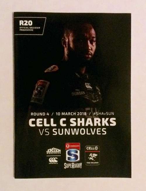 Sharks v Sunwolves Rugby Programme (2018)