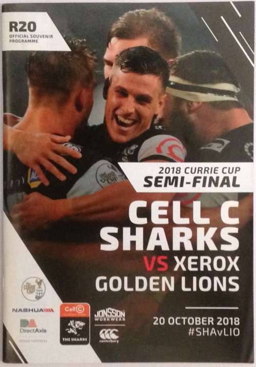 Sharks v Lions Rugby Programme (semi final 2018)