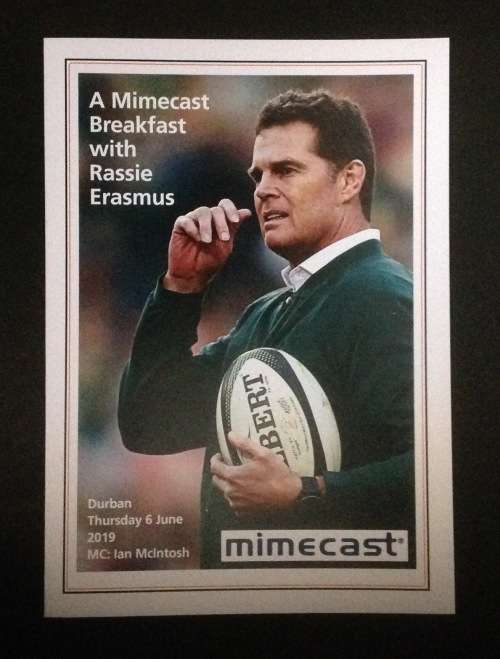 South Africa Rugby Menu Card 2019 (signed Rassie Erasmus)