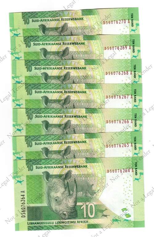7x Gill Marcus 3rd Issue, Consecutive numbers UNC,  DS6076264 - 70 A