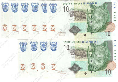 TT Mboweni, 2nd Issue  10 x Consecutive UNC  R10`s ` DC6147811 - 20 A