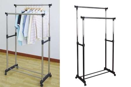 TELECOPIC STAINLESS STEEL DOUBLE CLOTHES RACK.