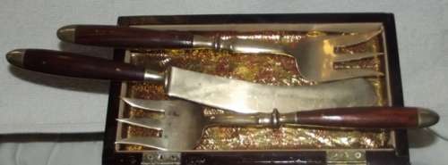 60 piece brass and wood cutlery set