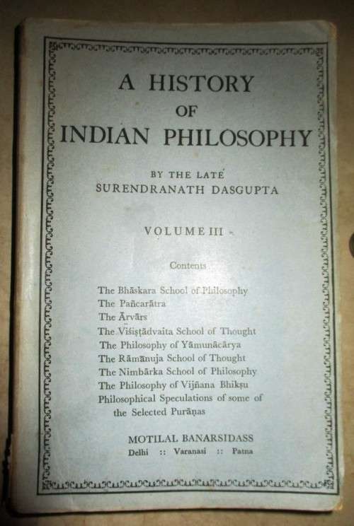 A History of Indian Philosophy  Vol. 3  rare edition